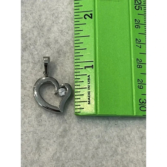 Womens Heart Pendant Stainless Steel Pendant Cubic Zirconia Jewelry - Picture 2 of 4